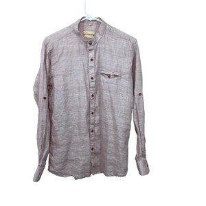 Kora by nilesh mitesh Men's Size L 100% Linen Pastel Lilac Shirt Long Sleeve‎